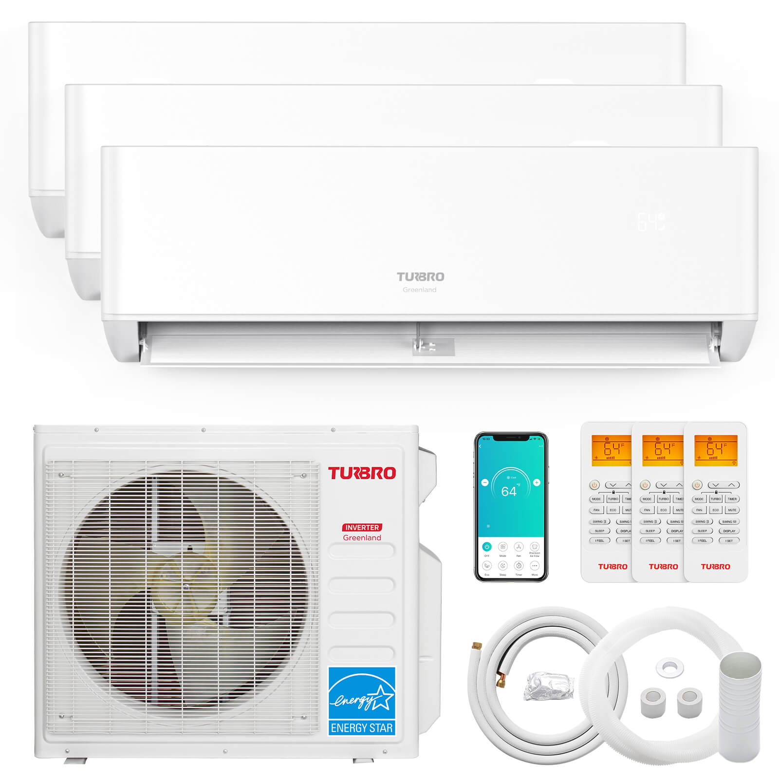 Greenland 27,000 BTU Tri-Zone(3) Mini Split Air Conditioner with Heat Pump