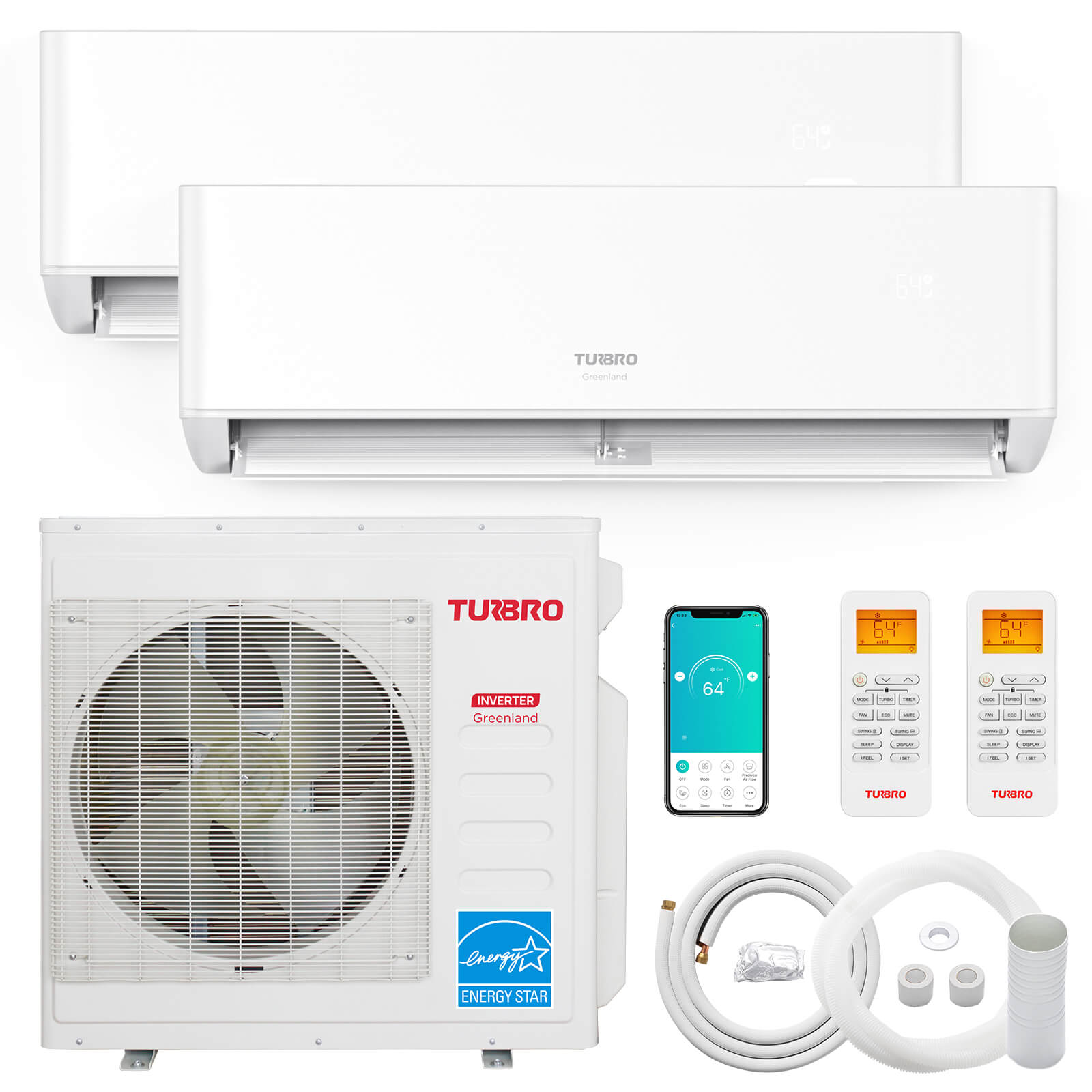 Greenland 36,000 BTU Dual Zone(2) Mini Split Air Conditioner with Heat Pump