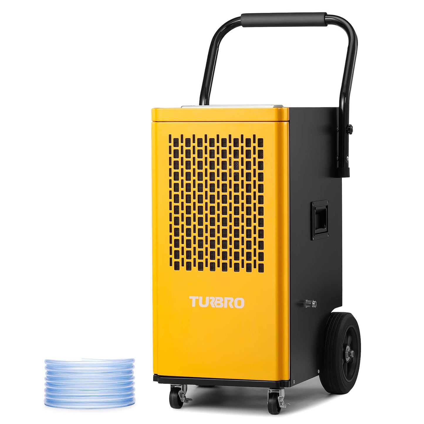 TURBRO 165 Pint Commercial Dehumidifier with Pump and Drain Hose, for Large Spaces up to 7,500 Sq. Ft., Rolling Wheels, Faster Defrost, for Basements, Warehouses, Flood Restoration, Industrial Sites