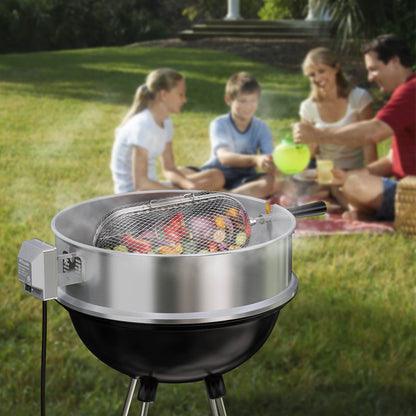 TURBRO Rotisserie Basket, 304 Stainless Steel, Universal Grill Accessory, Compatible with 1/2” or 3/8" Hexagon, 3/8" or 5/16" Square Spit Rods, Fits Most Grills, Ideal for Outdoor BBQ and Gatherings