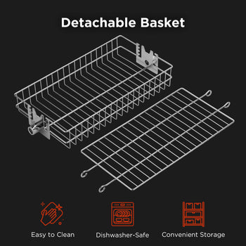 TURBRO Flat Rotisserie Basket, 304 Stainless Steel, Universal Grill Accessory, Compatible with 1/2” or 3/8" Hexagon, 3/8" or 5/16" Square Spit Rods, Fits Most Grills, Ideal for Outdoor BBQ ,view 2