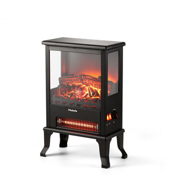 TURBRO Suburbs TS17Q Infrared Electric Fireplace Stove, 19" Freestanding Stove Heater with 3-Sided View, Realistic Flame, Overheating Protection, CSA Certified, for Small Spaces, Bedroom - 1500W,view 1