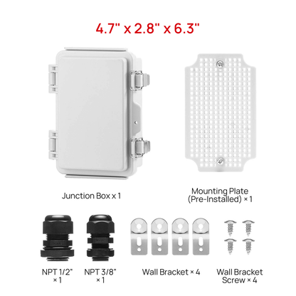 Outdoor Electrical Waterproof Junction Box, Grey Cover