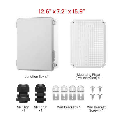 Outdoor Electrical Waterproof Junction Box, Grey Cover