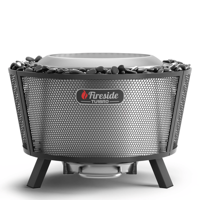 TURBRO 29 Inch Smokeless Fire Pit for Outdoor Wood Burning, Large Stove with Stand, Removable Ash Pan, Fire Glass Beads, Waterproof Cover, for Garden, Backyard and Patio Gatherings, Pluto R29, Black