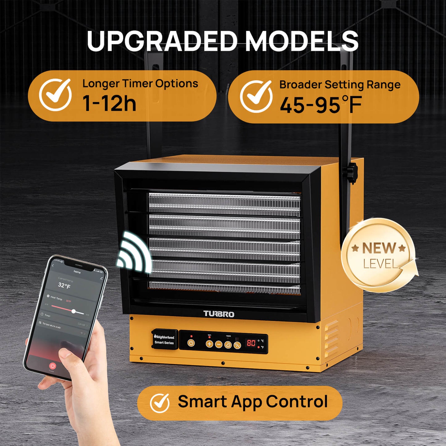 UPGRADED MODELS

Smart App Control
Broader Temp. Setting Range
Longer Timer Options
