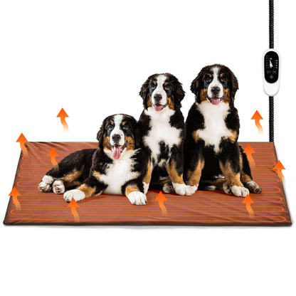 TURBRO Pet Heating Pad: Heated Dog Bed for Large Breeds, Temp Control, Timer, MET Certified