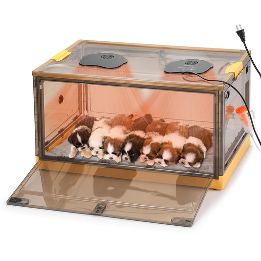 TURBRO 157 L Pet Incubator for Puppies and Kittens, Temperature and Humidity Control with Thermostat, Ventilation System, 2 LED Panels, 3 Fan Speeds, All Accessories Included