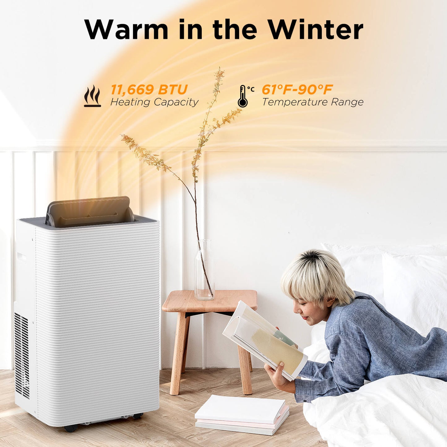 TURBRO Finnmark 14,000 BTU Portable Air Conditioner and Heater, Dehumidifier, 3-Speed Fan, Covers Rooms up to 600 Sq. Ft., Remote and WiFi Control, 7.77 CEER High Efficiency, CSA-Certified