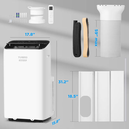 TURBRO Greenland 14,000 BTU Inverter Portable Air Conditioner, High Efficiency, Quiet Operation, Cools Up to 700 Sq. Ft., Dehumidifier & Fan, with Remote, WiFi, and Alexa/Google Assistant