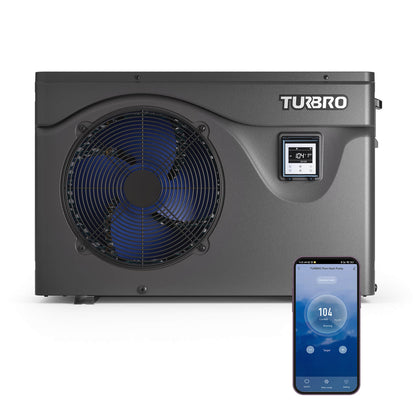 TURBRO 50,000 BTU Swimming Pool Heat Pump, Inverter Electric Pool Heater for In and Above-Ground Pools Up to 15,850 Gallons, Titanium Heat Exchanger, IPX4-Waterproof, 220-240V, Beluga Series