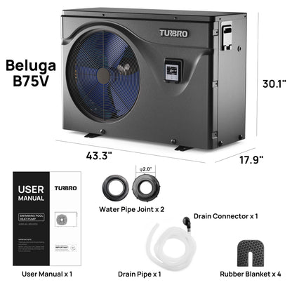 (Open Box) Beluga B50V/B75V Inverter Swimming Pool Heat Pump