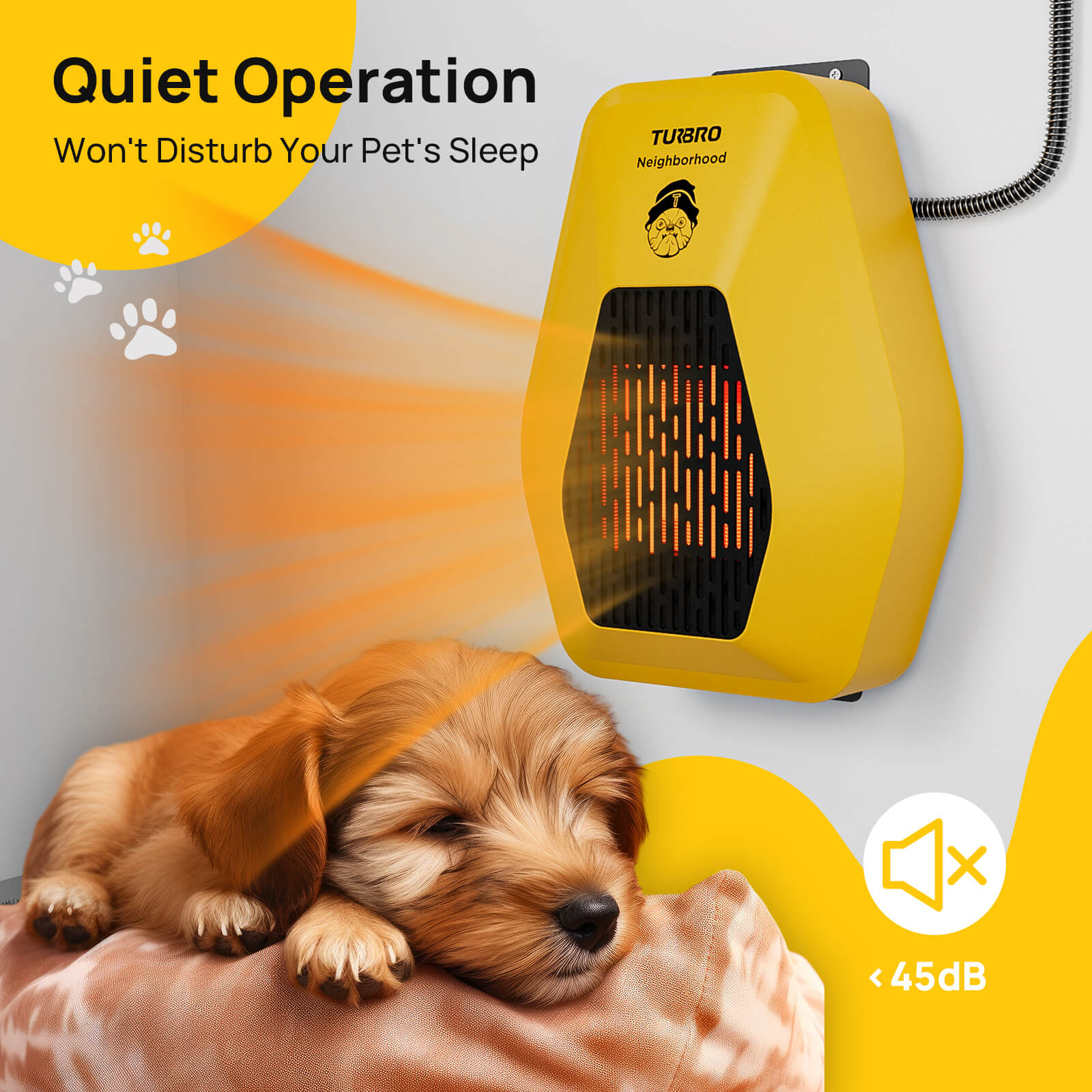 TURBRO Neighborhood WiFi Dog House Heater 800W, Wall Mount, 10ft Anti Bite Cord, Waterproof Control, Overheat Protection, Electric Warmer for Hound Kennel Cat Cage Chicken Coop Rabbit Hutch, UL Test Passed