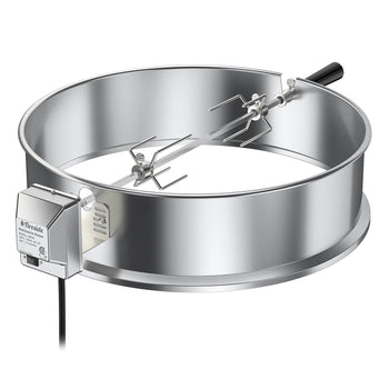 TURBRO Stainless Steel Rotisserie Ring Kit for 22.5 Inch Charcoal Kettle Grill - Includes 4W Electric Motor, 5/16" Square Spit Rod, Meat Forks, Counterweight - Ideal for Outdoor BBQ and Gatherings,view 1