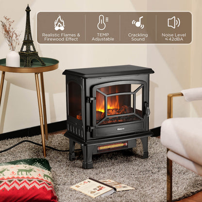 TURBRO Suburbs 20 in. Electric Fireplace Infrared Heater w/Crackling Sound, Freestanding Fireplace Stove w/Realistic Flame Effect, CSA Certified Overheating Protection, Easy to Assemble, 1400W Ivory