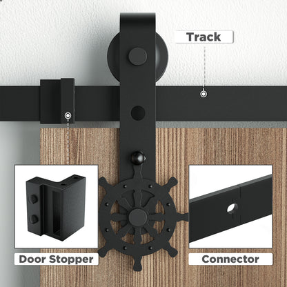 Double Door Wood Sliding Barn Door Hardware Kit - Carbon Steel