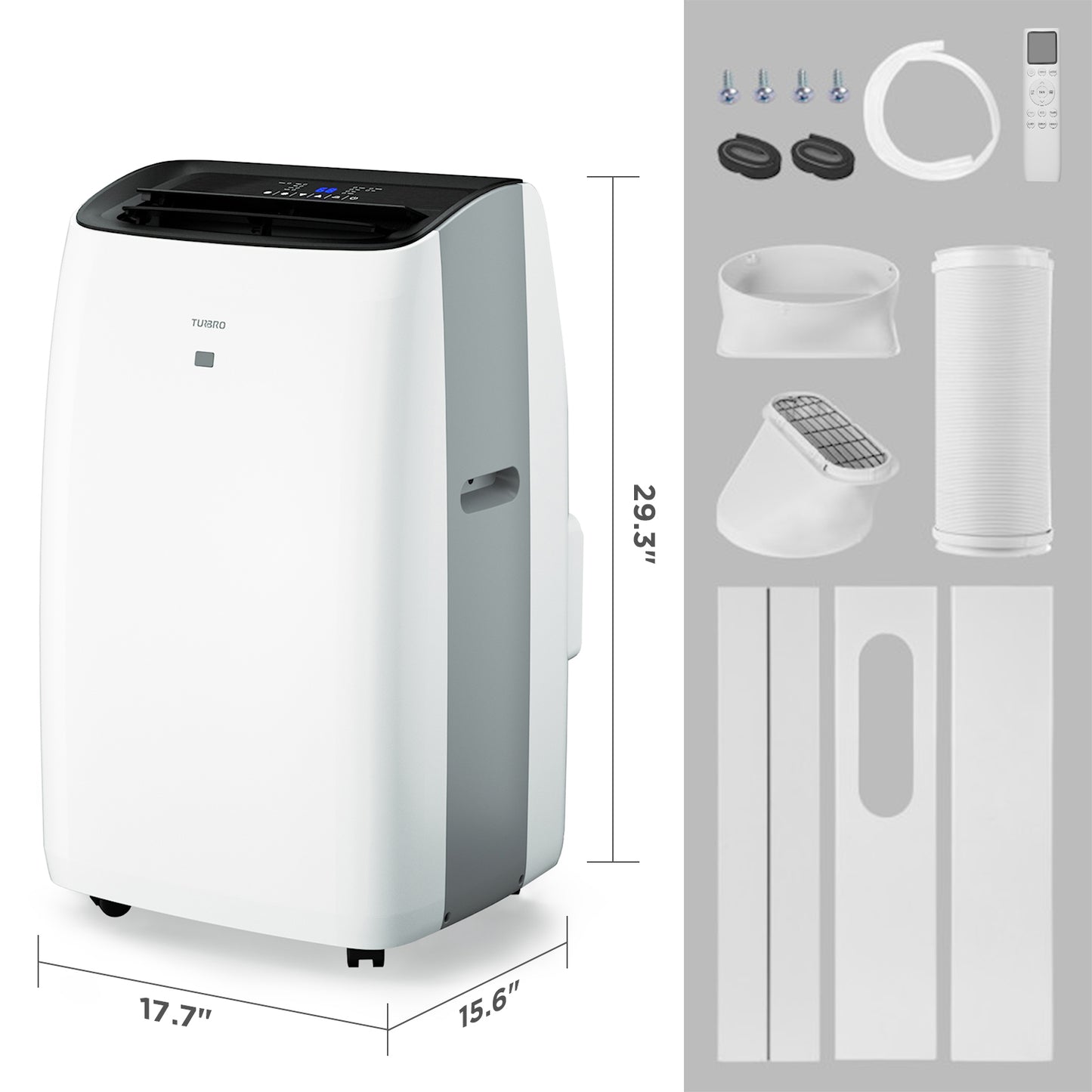 TURBRO Greenland 14,000 BTU Portable Air Conditioner and Heater, Dehumidifier and Fan, 4-in-1 Floor AC Unit for Rooms up to 600 Sq Ft, UV-C Light, Sleep Mode, Timer, Remote Included (10,000 BTU SACC) 