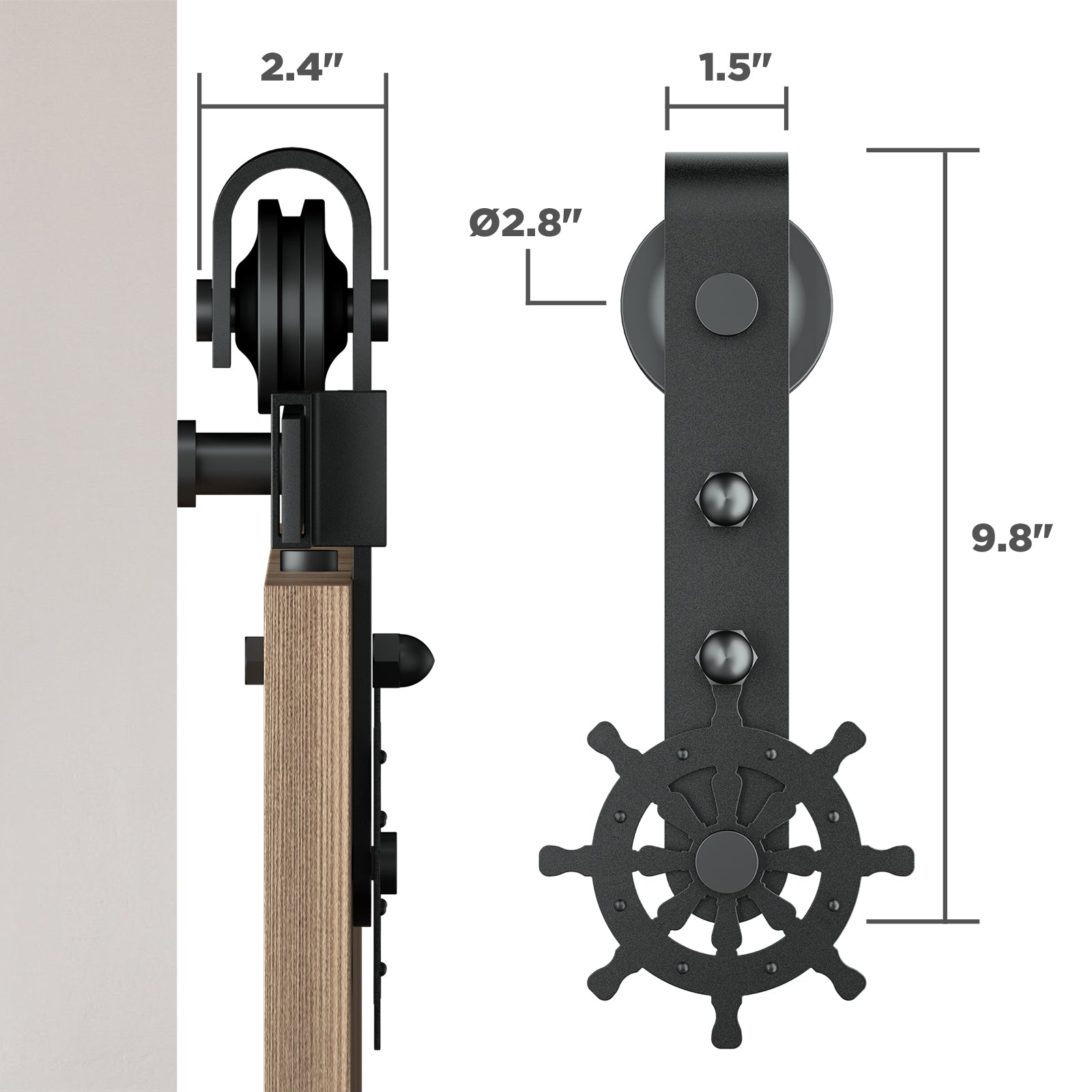 Double Door Wood Sliding Barn Door Hardware Kit - Carbon Steel