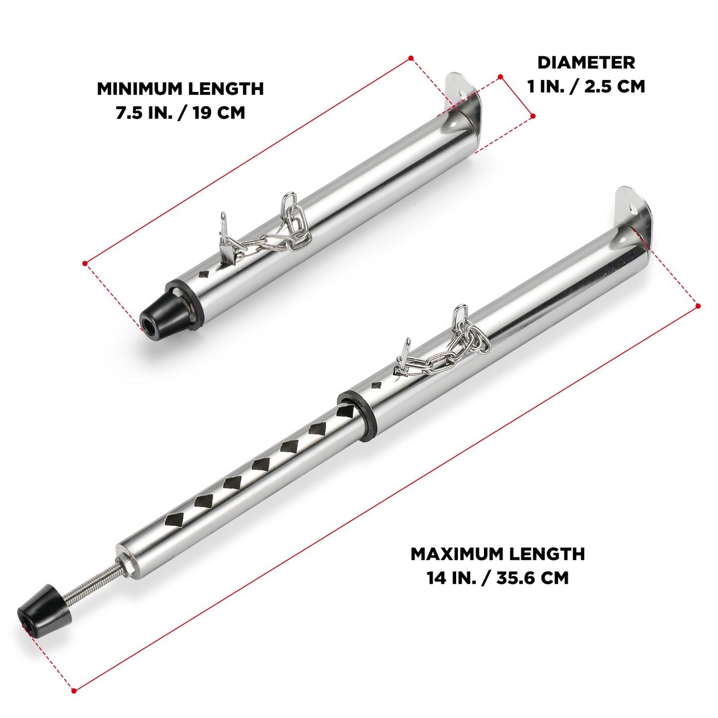 TURBRO Adjustable Window Security Lock Bar, Sliding Door Jammer, Extendable from 7.5" to 13.5" for Sliding Windows with AC Unit Installed, Stainless Steel  | 14''