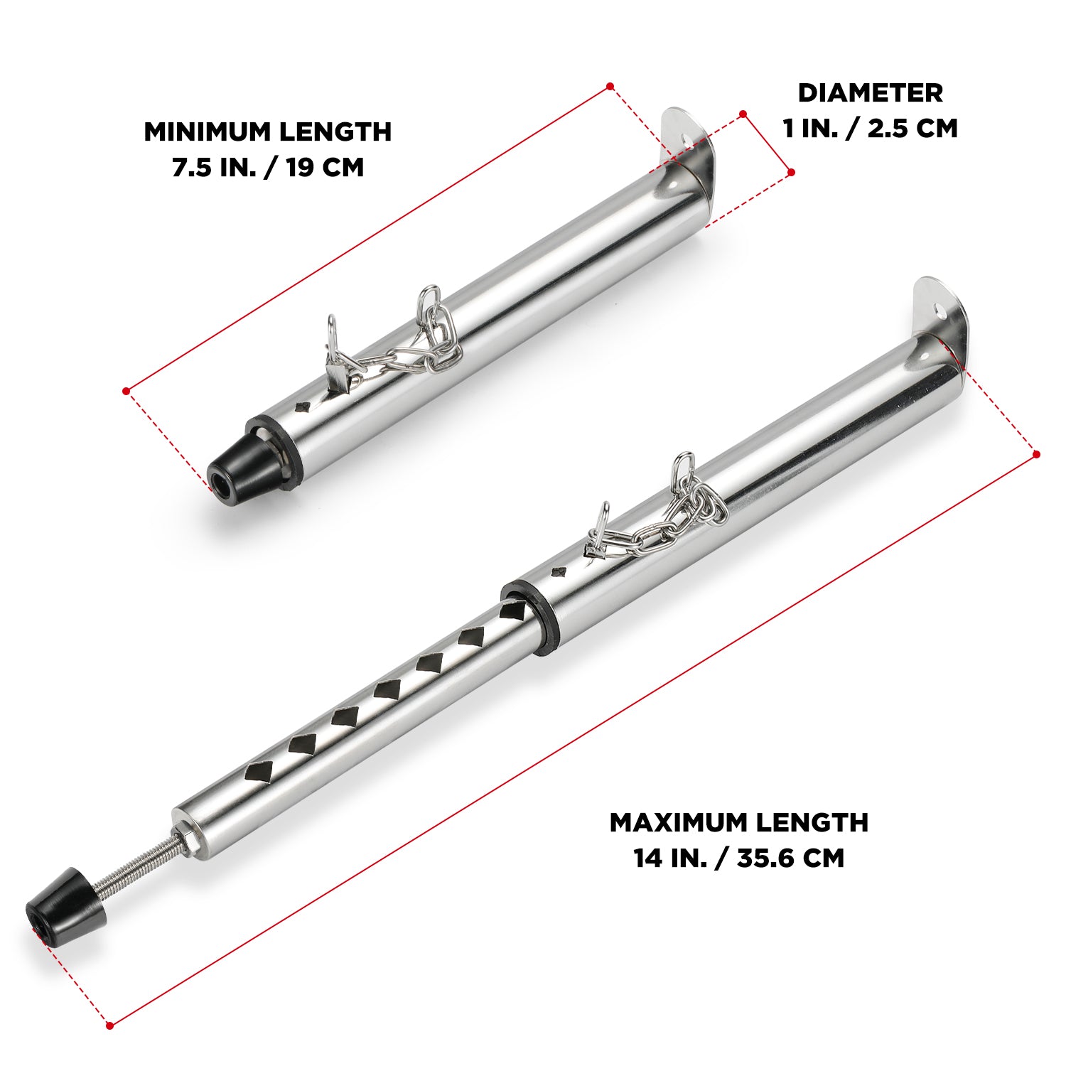 TURBRO Adjustable Window Security Lock Bar, Sliding Door Jammer, Extendable from 7.5" to 13.5" for Sliding Windows with AC Unit Installed, Stainless Steel  | 14''