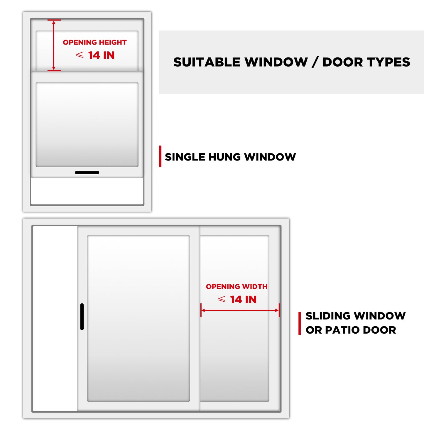 TURBRO Adjustable Window Security Lock Bar, Sliding Door Jammer, Extendable from 7.5" to 13.5" for Sliding Windows with AC Unit Installed, Stainless Steel  | 14''