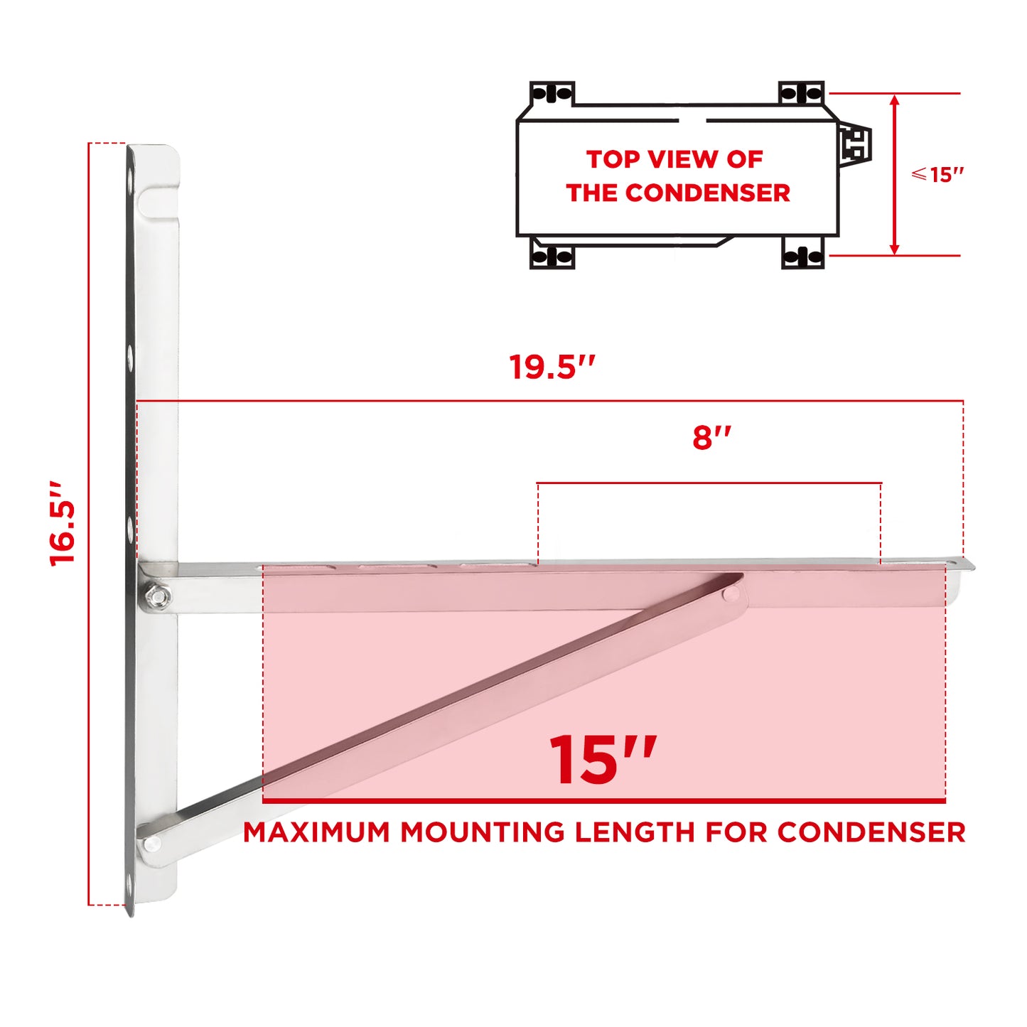 TURBRO Wall Mount Bracket for Mini Split Ductless Air Conditioner Heat Pump System, Foldable Stainless Steel Stand