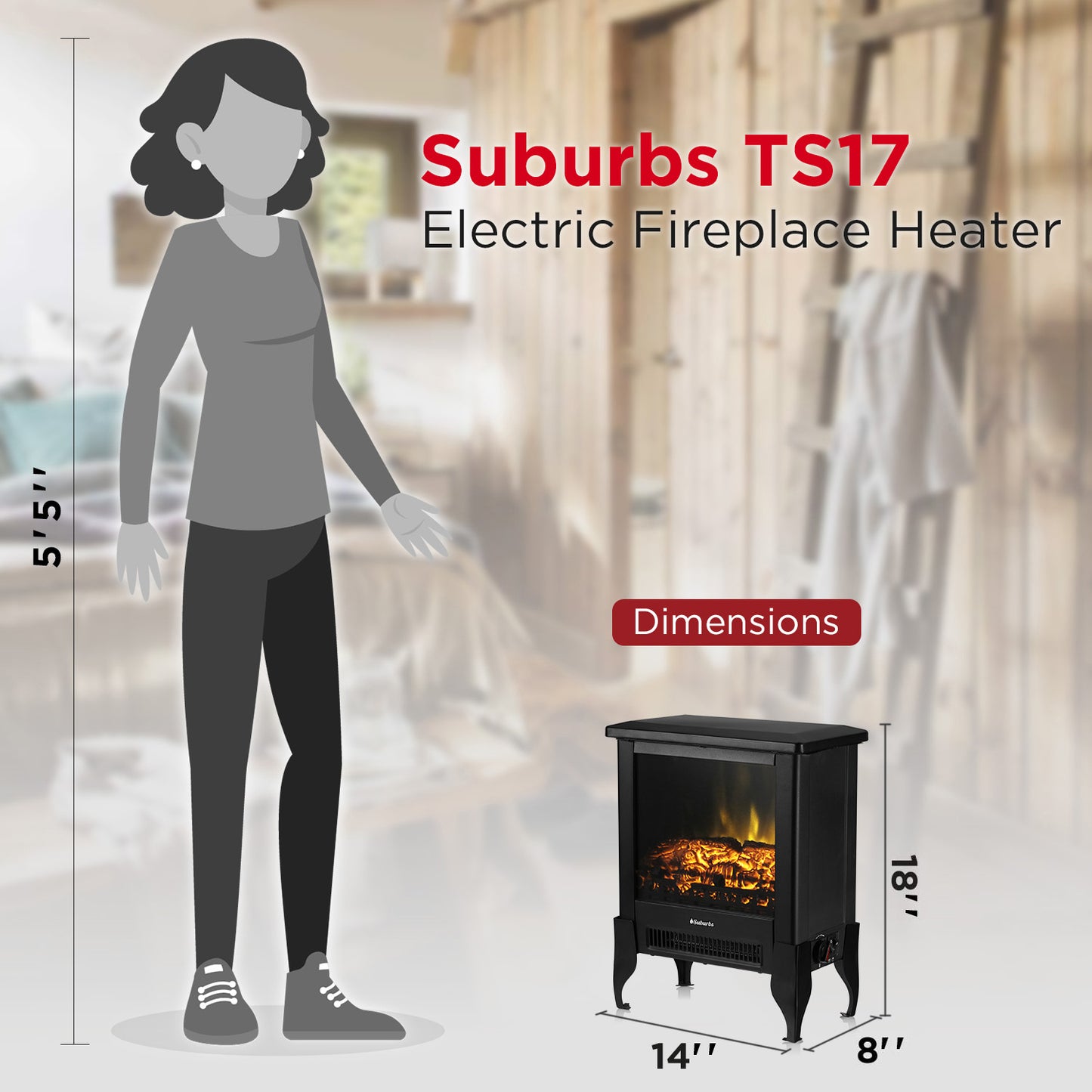 (Open Box) Suburbs TS17 Electric Fireplace Stove