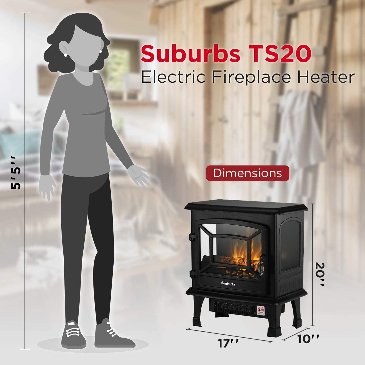 (Open Box) Suburbs TS20 Electric Fireplace Stove