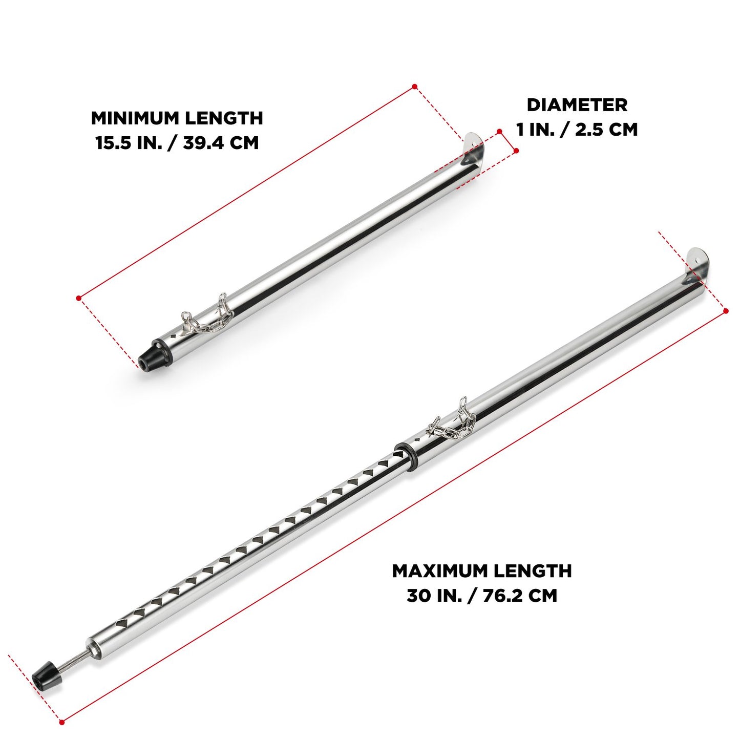 TURBRO Adjustable Window Security Lock Bar, Sliding Door Jammer, Extendable from 7.5" to 13.5" for Sliding Windows with AC Unit Installed, Stainless Steel | 30''