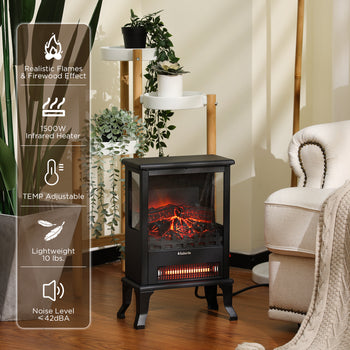 TURBRO Suburbs TS17Q Infrared Electric Fireplace Stove, 19" Freestanding Stove Heater with 3-Sided View, Realistic Flame, Overheating Protection, CSA Certified, for Small Spaces, Bedroom - 1500W ,view 2